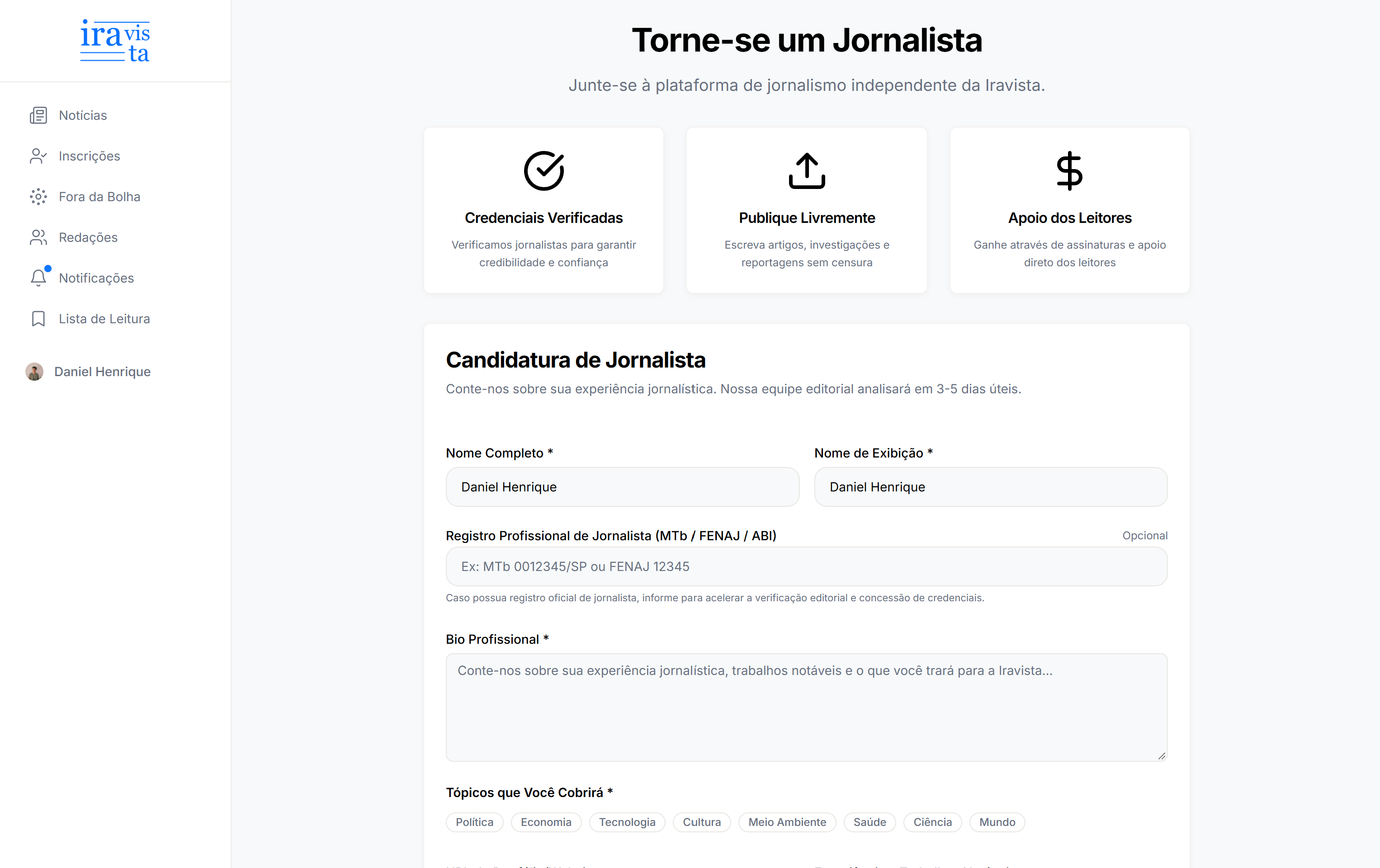 Lugar de conteúdo sério