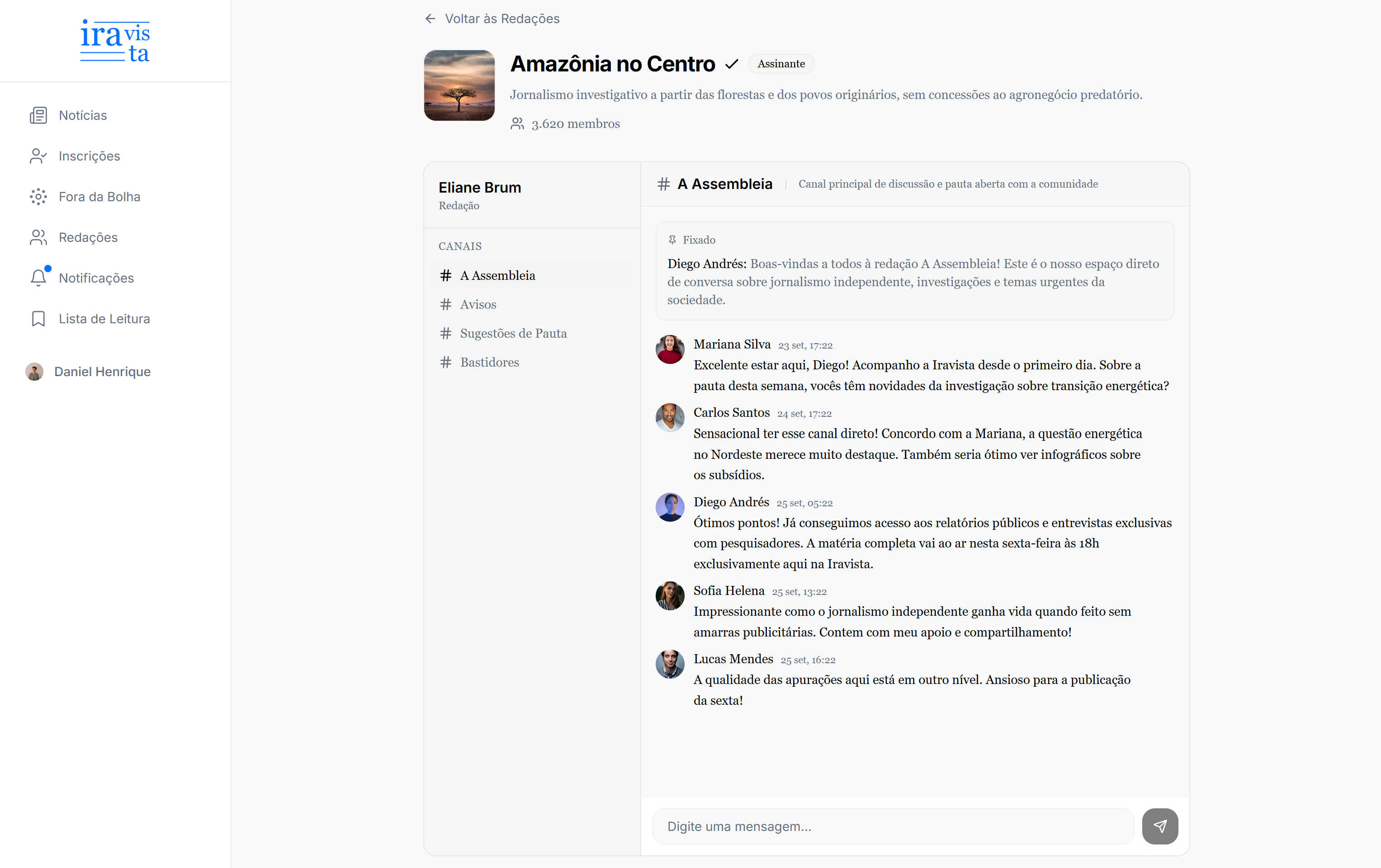 Redação da Iravista, espaço de conexão entre jornalistas e leitores