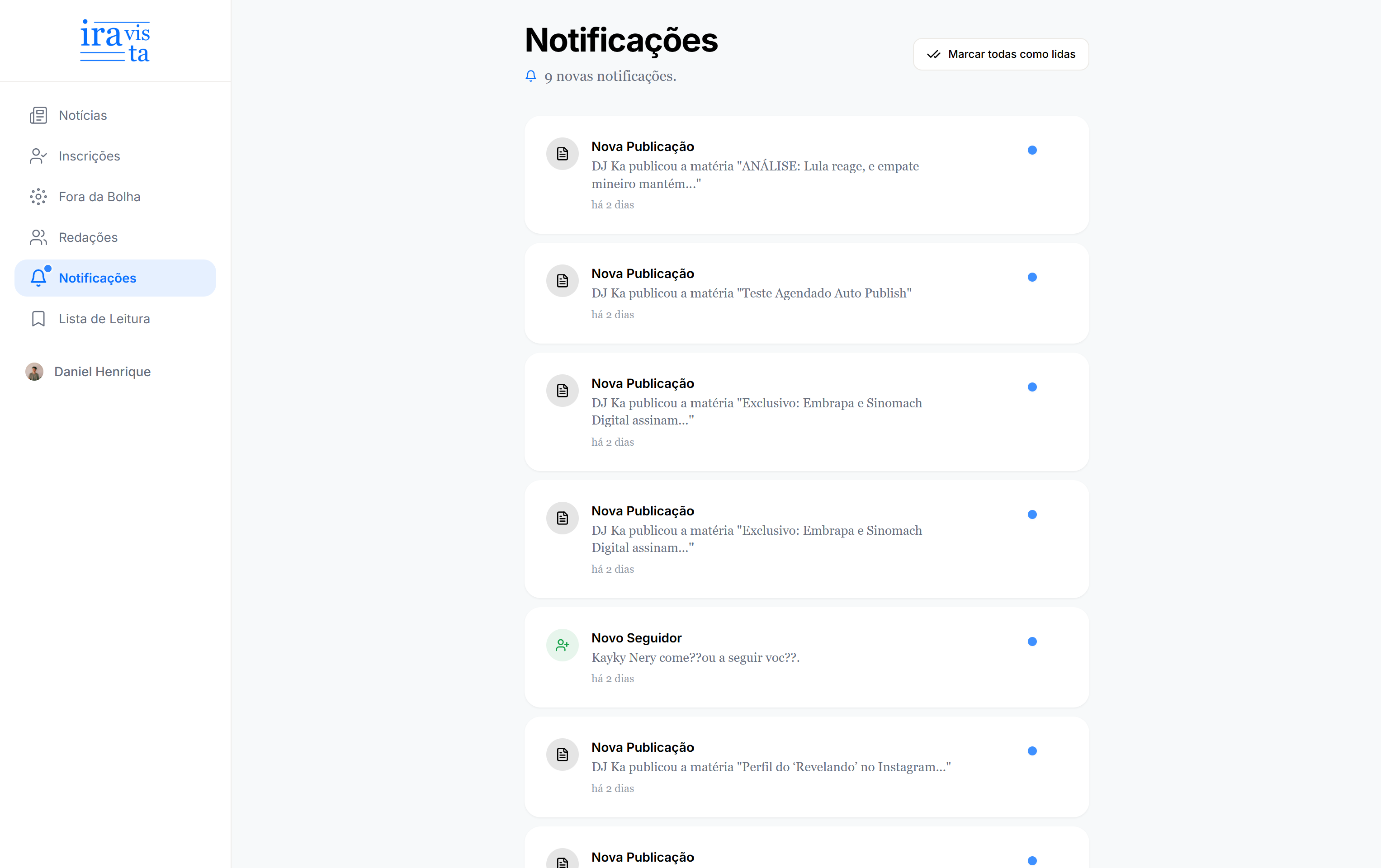 Fique por dentro com notificações