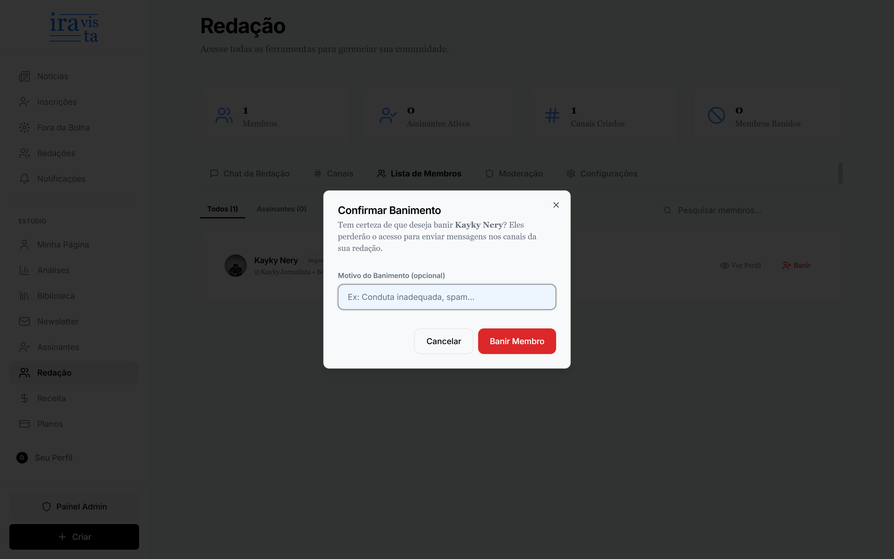 Denúncia de conteúdo inapropriado para a Moderação