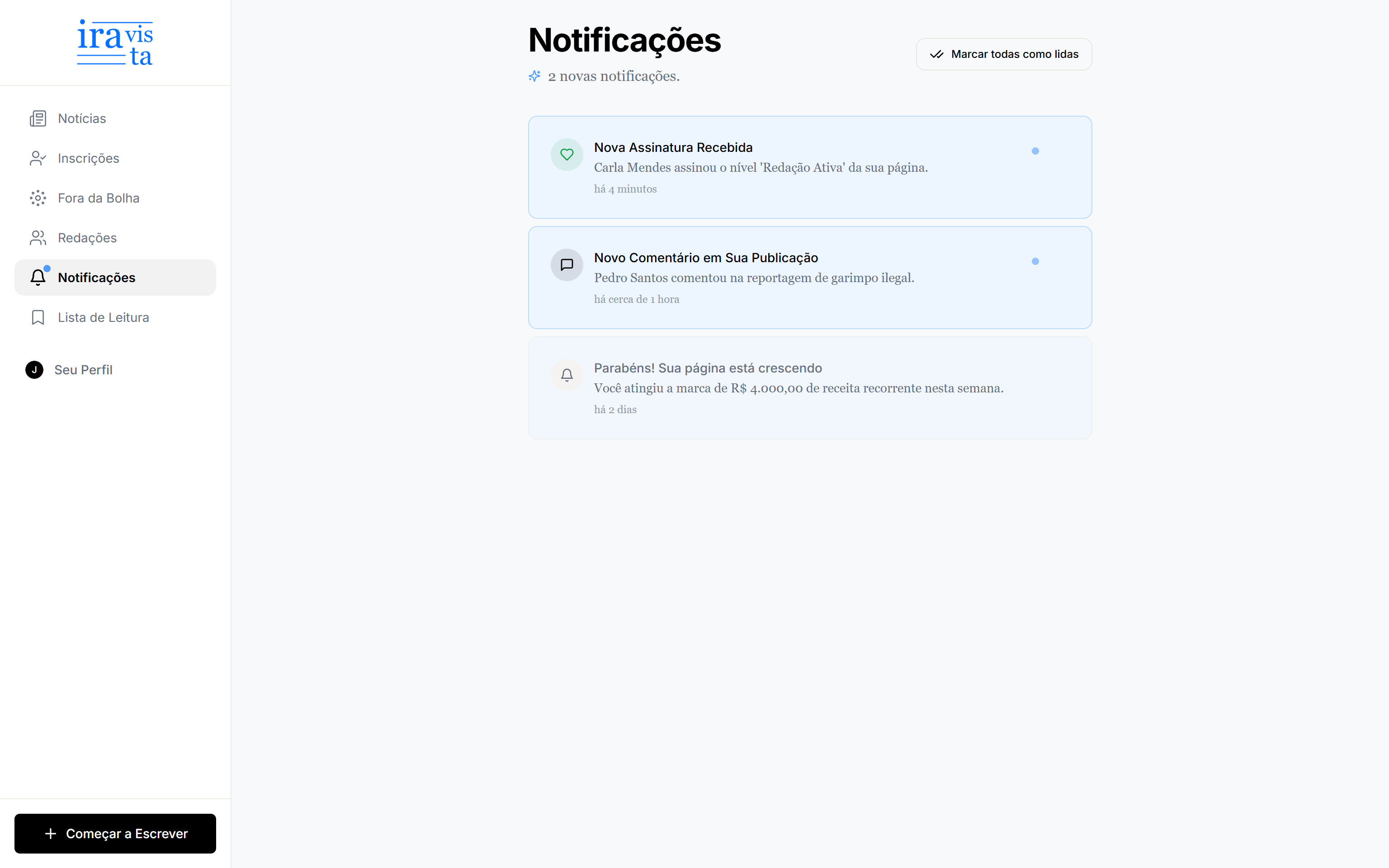 Fique por dentro com notificações
